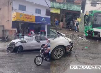 Acidente grave entre carro e ônibus em Cajazeiras 10 deixa feridos e trânsito lento