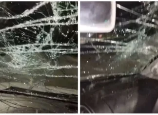 Motorista tem para-brisa destruído por assaltantes na Avenida 29 de Março, em Salvador